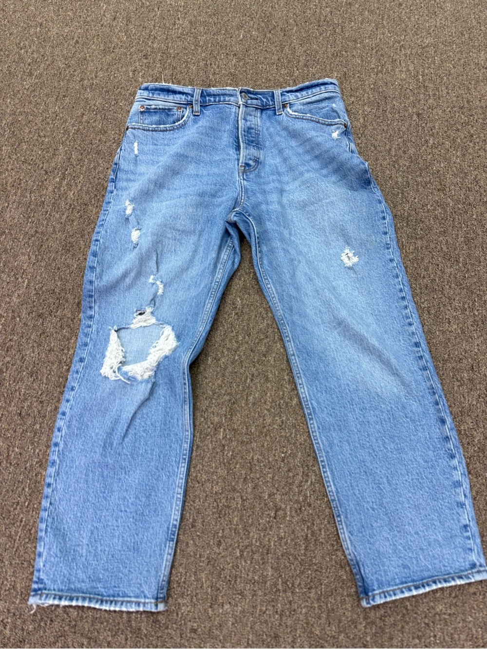 Abercrombie & Fitch The Dad High Rise Jeans Women's 29x8xs Blu Distressed Casual